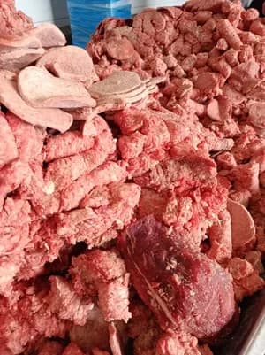 Minced beef after hamburger production