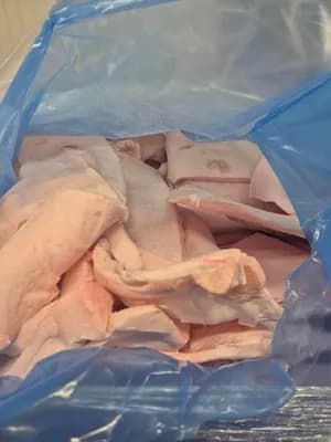 Frozen pork back fat naked block