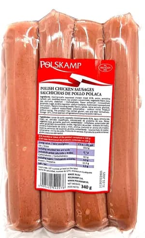Frozen chicken halal sausages, high quality, package 340g/10pcs